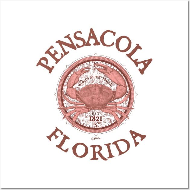 Pensacola, Florida, with Stone Crab on Wind Rose Wall Art by jcombs